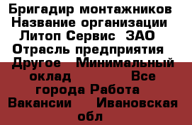 Бригадир монтажников › Название организации ­ Литоп-Сервис, ЗАО › Отрасль предприятия ­ Другое › Минимальный оклад ­ 23 000 - Все города Работа » Вакансии   . Ивановская обл.